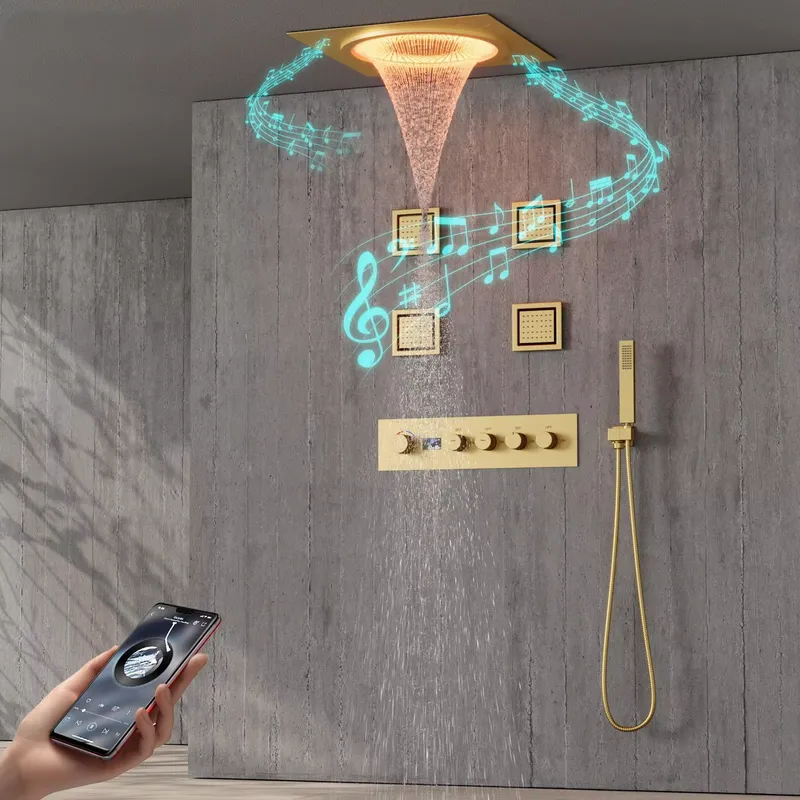 Spa & Wellness Centre Lielupe - Intelligentes LED-Duschset Badezimmer Musik-Regenduschsystem Schwarz Matt