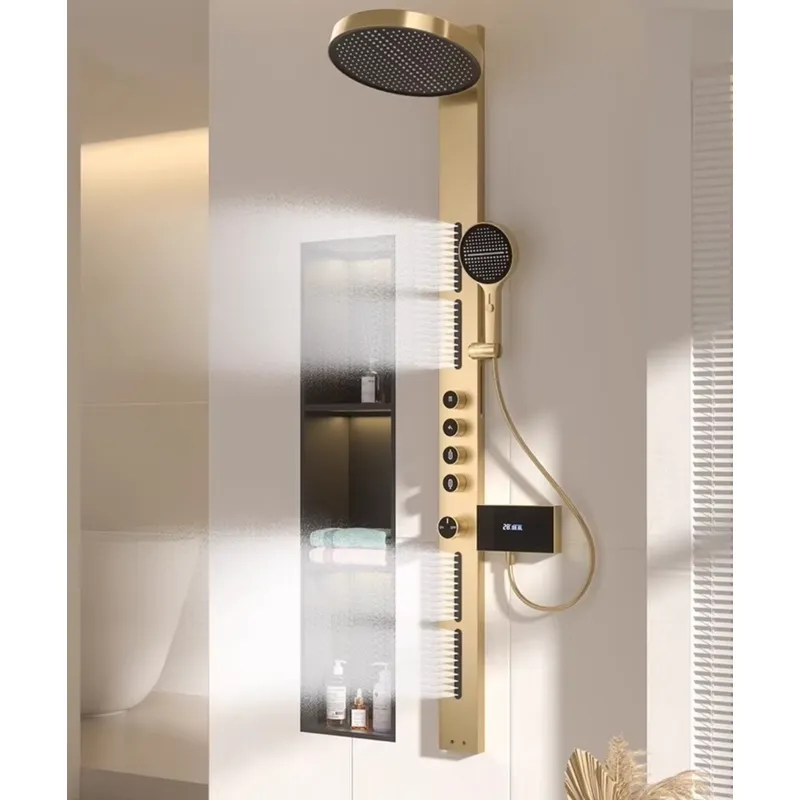 Spa & Wellness Centre Lielupe - Messing-Regenduschpaneel-Set mit Digitalanzeige, wandmontiertes Badezimmer-SPA-System, multifunktionales